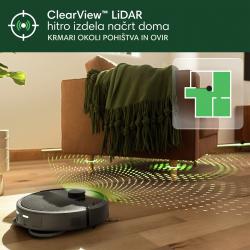 Robotski sesalnik iRobot Roomba Combo z ClearView™ LiDAR navigacijo, prikaz mapiranja prostora okoli pohištva.