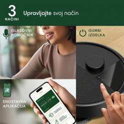 Robotski sesalnik iRobot Roomba Combo z upravljanjem prek aplikacije, daljinca in gumbov na napravi.
