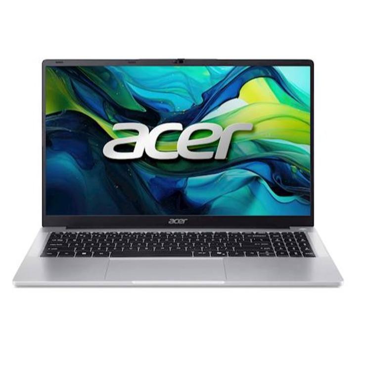 Sprednji pogled odprtega prenosnika Acer s tankimi robovi zaslona in polno tipkovnico.