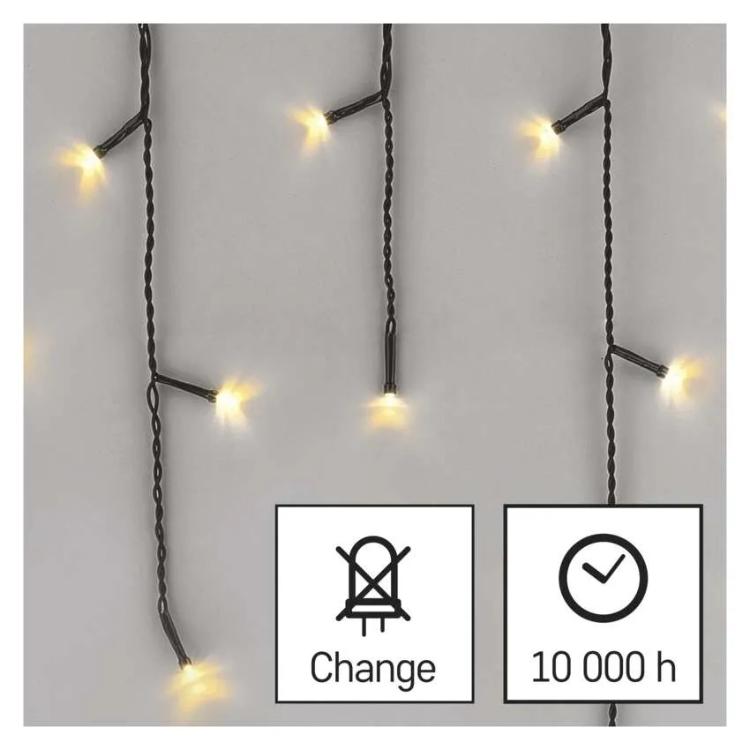 Božične ledene sveče Emos, LED, 10 m, zunanje in notranje, topla bela