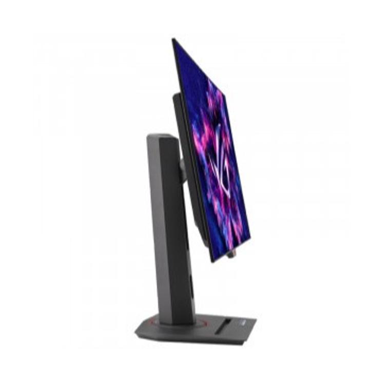 ASUS ROG Strix OLED XG27AQDMG, stranski pogled, ultra tanek OLED panel, ergonomsko stojalo z nastavitvijo višine.
