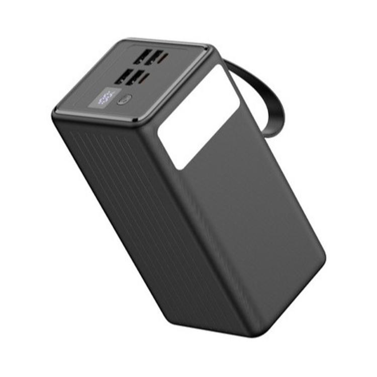 Polnilna baterija Platinet PMPB6020, 20W, 60.000mAh, pogled pod kotom z ročajem in priključki.