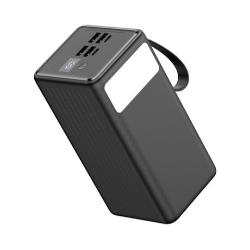 Polnilna baterija Platinet PMPB6020, 20W, 60.000mAh, pogled pod kotom z ročajem in priključki.
