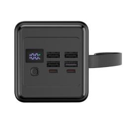 Polnilna baterija Platinet PMPB6020, 20W, 60.000mAh, prikaz sprednje strani z zaslonom, gumbom ter USB in USB-C priključki.
