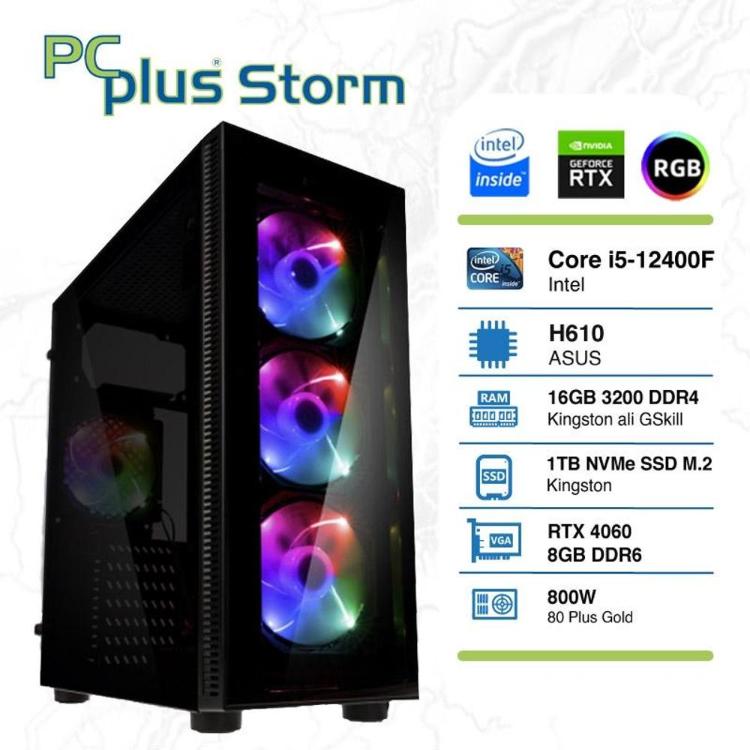 Računalnik PCPlus Storm i5-12400F / 16GB / 1TB NVMe SSD / GeForce RTX 4060 DDR6 8GB / RGB
