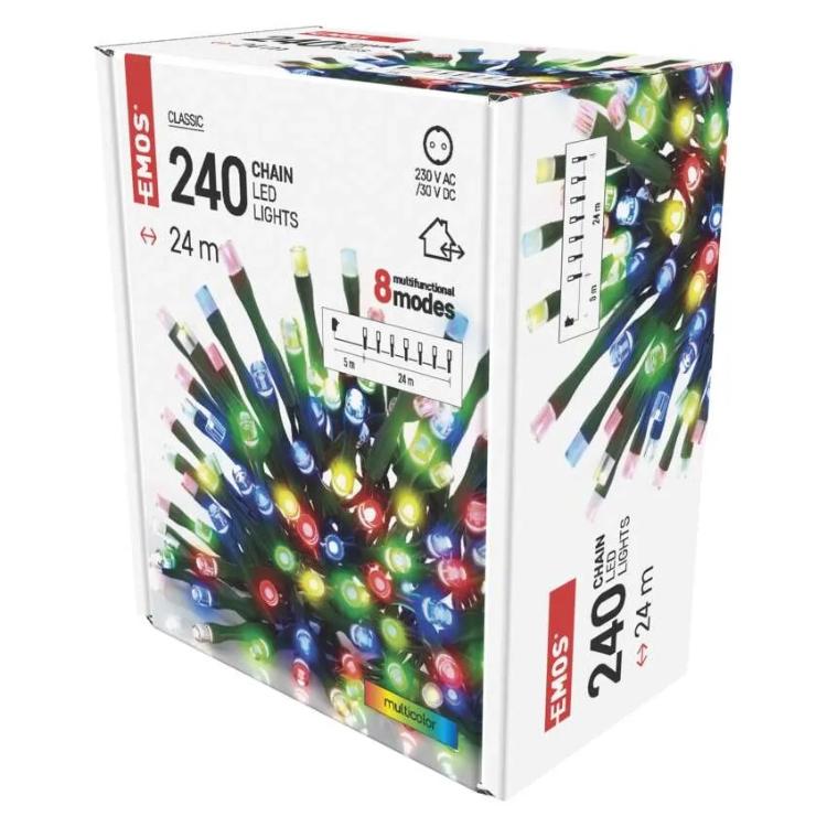 Božična veriga Emos, LED, 24 m, zunanja in notranja, večbarvna