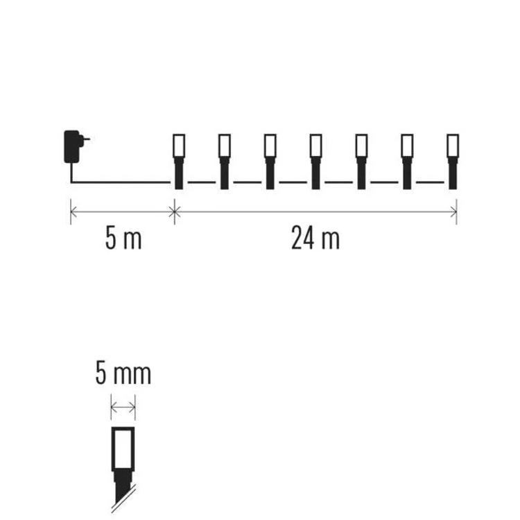 Božična veriga Emos, LED, 24 m, zunanja in notranja, večbarvna