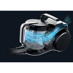 Ciklonski sistem sesalnika Hoover HP410P 011, prikaz kroženja zraka in ločevanja prahu.