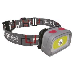 Naglavna LED svetilka Emos COB+CREE 3×AAA, 330 lm, 65m