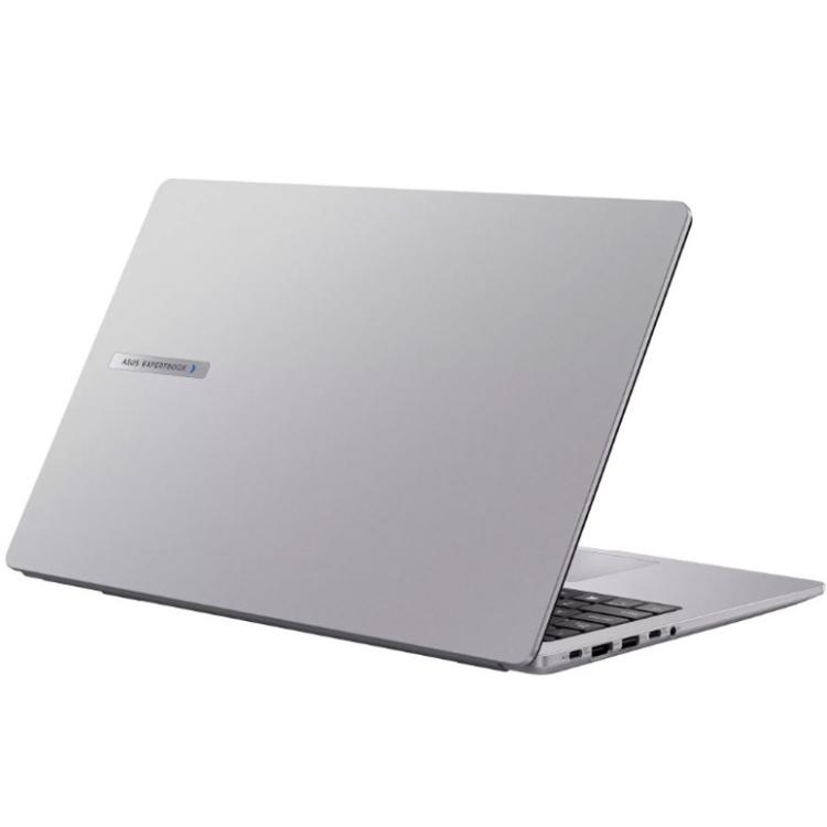 ASUS ExpertBook z elegantnim srebrnim ohišjem, tankim profilom in profesionalnim dizajnom združuje mobilnost, vzdržljivost ter zanesljivo zmogljivost za vsakodnevno poslovno uporabo.