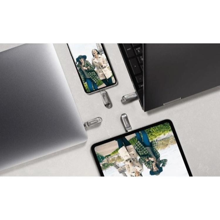 USB ključ SanDisk 512GB, USB-C, USB-A, Ultra Dual LUXE, 3.1, srebrn, kovinski