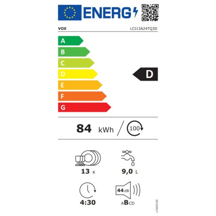 Pomivalni stroj VOX LCI 13A24TQ3D, D, 13 pog., AquaStop, AutoDoor, invert