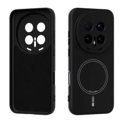 Gumiran črn magnetni TPU ovitek za Honor Magic8 Pro z vgrajenim magnetnim obročem za brezžično polnjenje