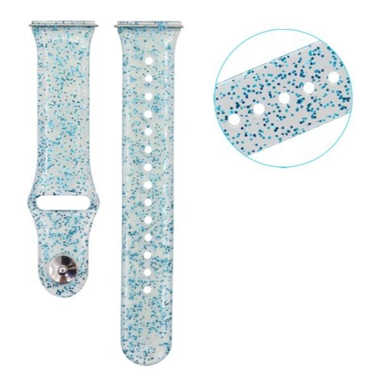 Gumiran pašček 22 mm, modro prosojen z bleščicami, za pametno uro_1
