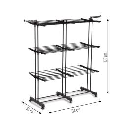 VertyDry Duo stojalo za sušenje perila – mere stojala 170 × 134 × 65 cm v raztegnjenem položaju.