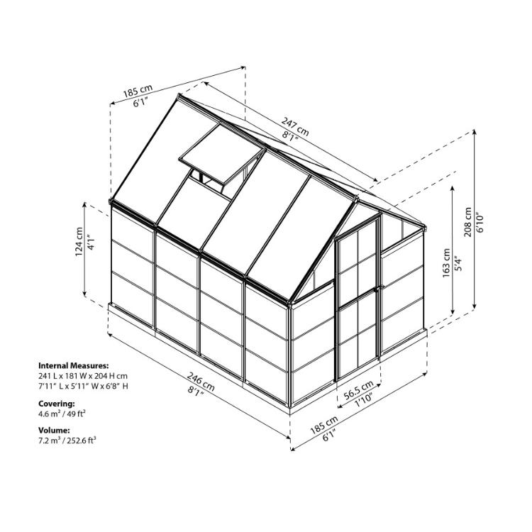 Rastlinjak Palram Hybrid, Tip: 6x8_6