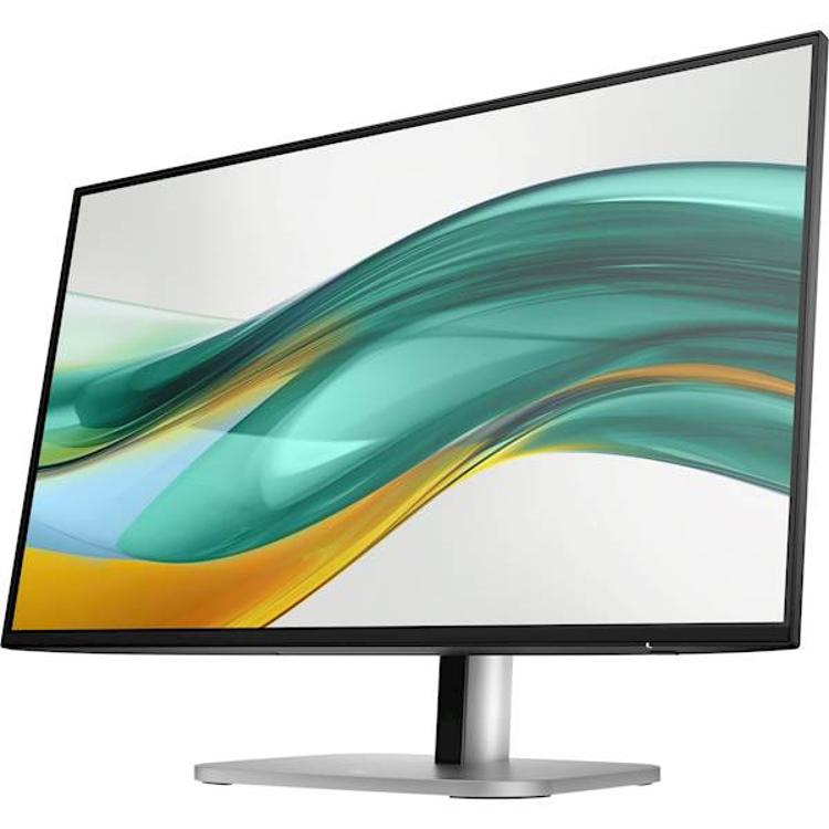 HP monitor z ozkimi robovi in prikazano abstraktno barvno grafiko na zaslonu.