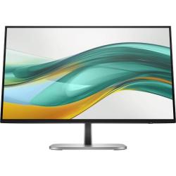 Sprednji pogled na HP monitor s tankimi robovi in elegantnim srebrnim stojalom.