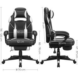 Gaming stol Songmics OBG73BW, črno-bel