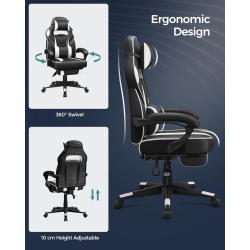 Gaming stol Songmics OBG73BW, črno-bel
