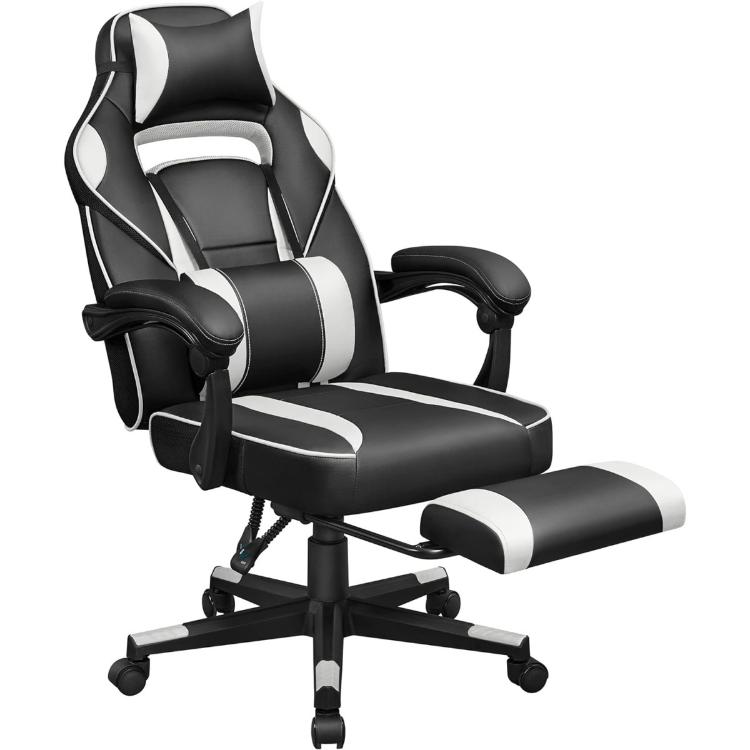 Gaming stol Songmics OBG73BW, črno-bel