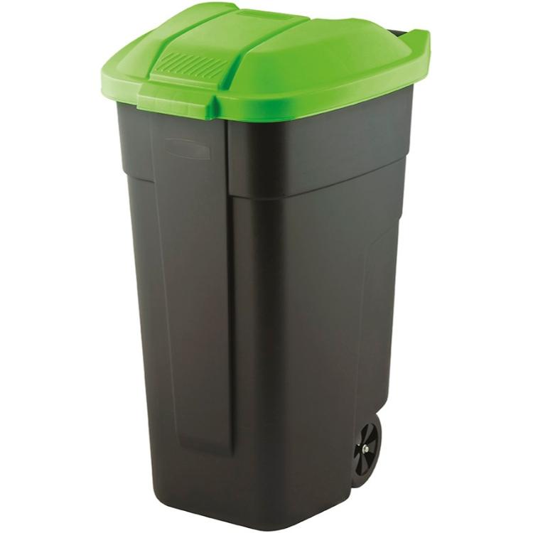 Smetnjak Curver 110l l, dvokolesni, črn/zelen pokrov