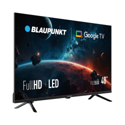 Blaupunkt 40" Full HD LED televizor z Google TV, tanek okvir, stranski pogled na eleganten dizajn.
