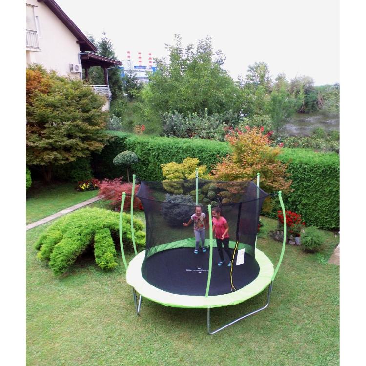 Trampolin LEGONI SPACE z zaščitno mrežo 366 cm, zelen