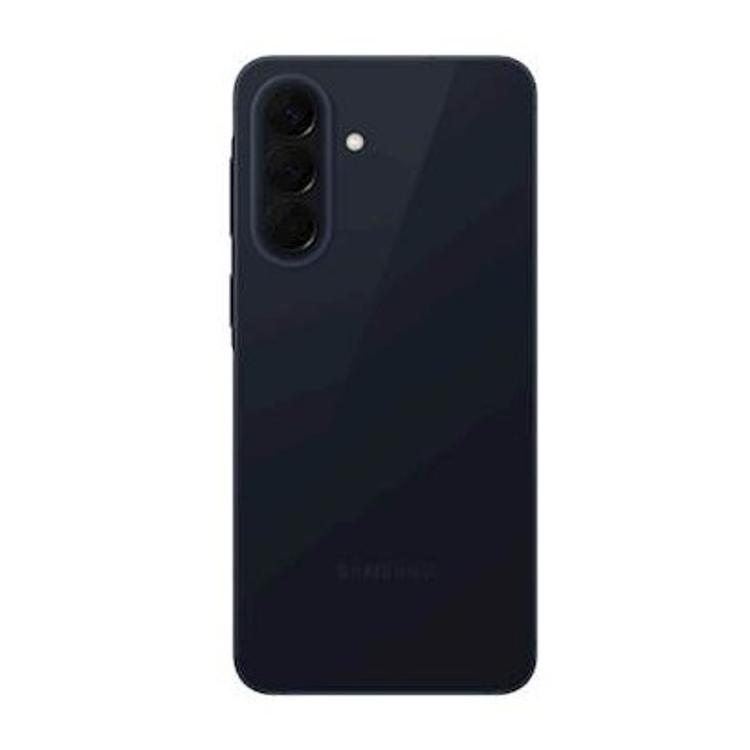 Zadnja stran Samsung Galaxy v temno modri barvi s tremi kamerami in LED‑bliskavico.