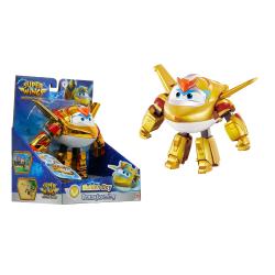Transformirajoča figura Golden Boy iz Super Wings Electric Heroes, ki se iz letala spremeni v robota, primerna za otroke 3+.