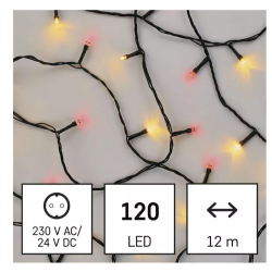 Božična veriga nihajoča, 120 LED, 12 m, zunanja in notranja, vintage/rdeča_1