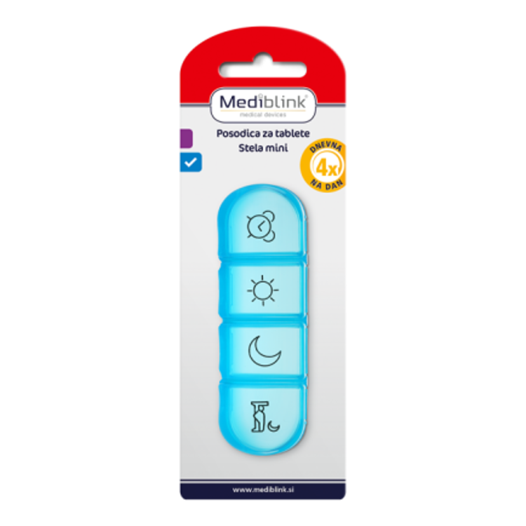 Dnevna posodica za tablete Mediblink Stela mini 4x/dan M020, modra