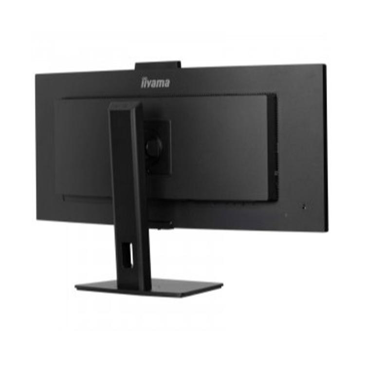 iiyama ProLite XCB3497WQSNHP, zadnja stran monitorja, vgrajena kamera, VESA pritrditev, črno profesionalno ohišje.