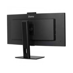 iiyama ProLite XCB3497WQSNHP, zadnja stran monitorja, vgrajena kamera, VESA pritrditev, črno profesionalno ohišje.