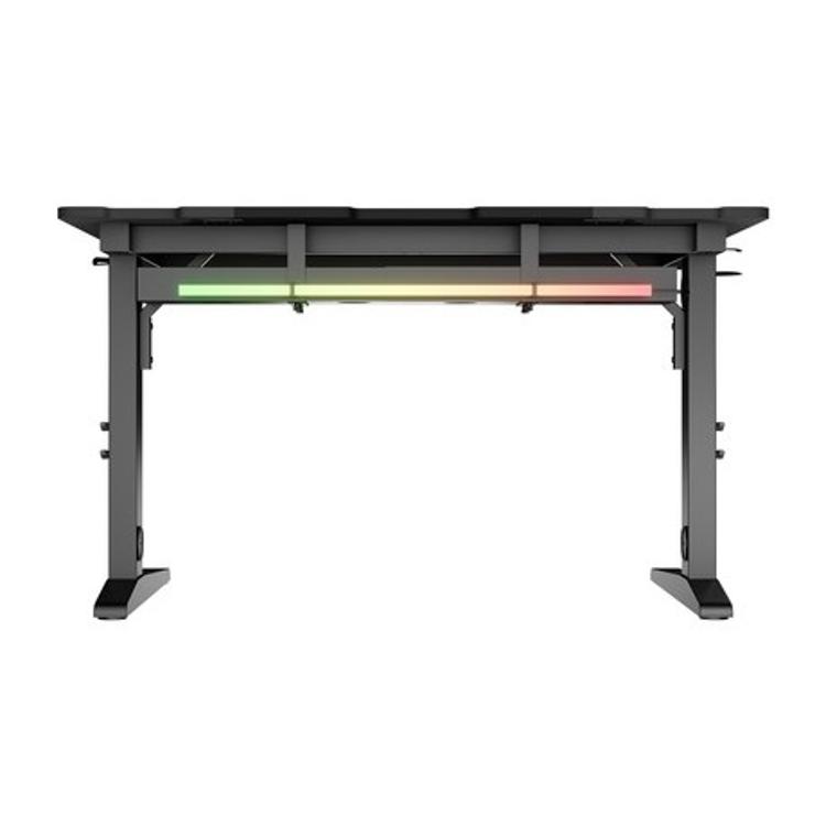 Gaming miza Genesis Homl Modular 120, zadnji pogled z RGB svetlobnim trakom pod delovno površino.