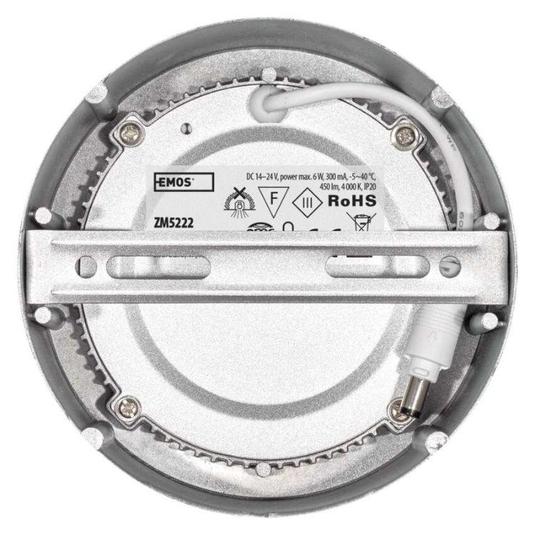 Nadometni LED panel Emos, okrogel, srebrn, 6W, nevtralno bela