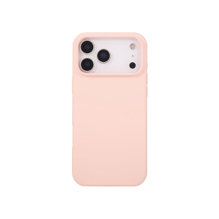 Silikonski roza ovitek za Apple iPhone 17 Pro z mehkim (soft touch) zaključkom in natančno oblikovanim izrezom za kamero