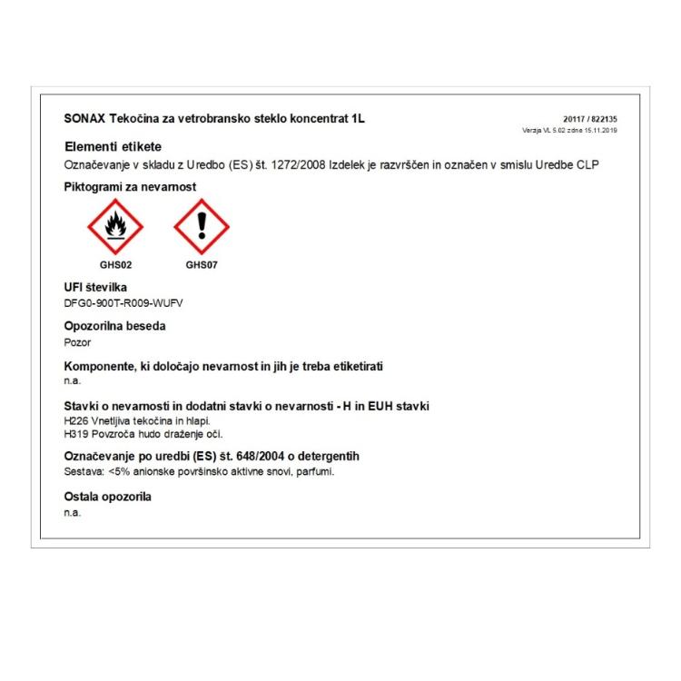 Tekočina za vetrobransko steklo Sonax, zimsko, koncentrat, 1 l, -40°C_2