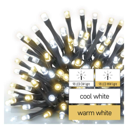 Božična veriga LED 180, 18 m, zunanja in notranja, topla/hladna bela, časovnik
