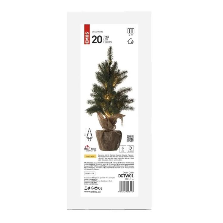 Božična LED jelka, 52 cm, 3x AA, notranja, topla bela