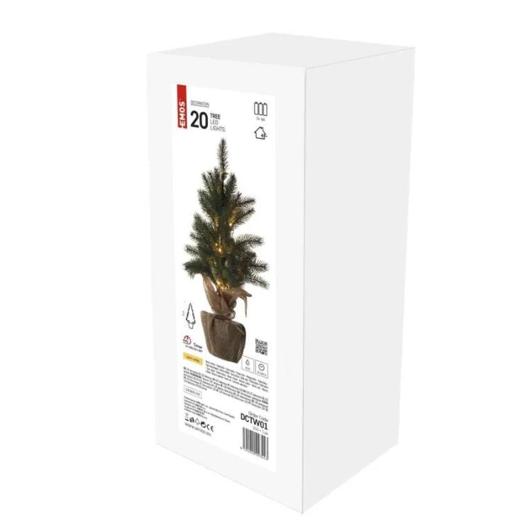 Božična LED jelka, 52 cm, 3x AA, notranja, topla bela