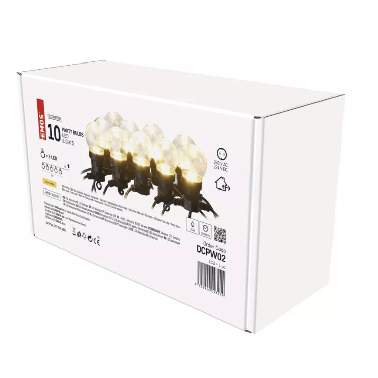 Svetlobna veriga 50 LED 10x party lučke prozorne, 5 m, zunanja in notranja_4