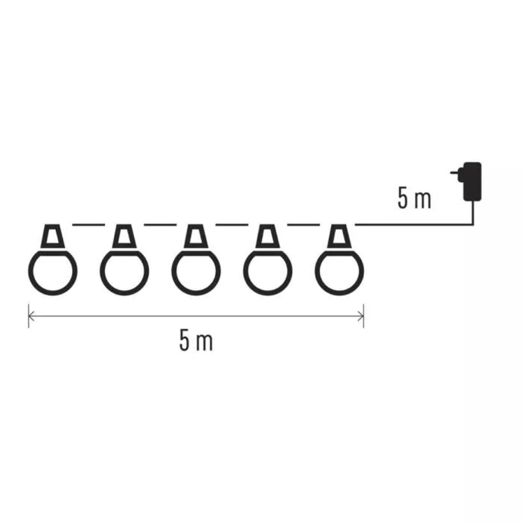Svetlobna veriga 50 LED 10x party lučke prozorne, 5 m, zunanja in notranja_3