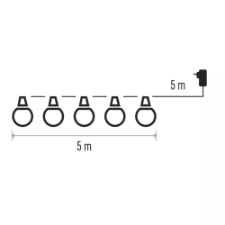 Svetlobna veriga 50 LED 10x party lučke prozorne, 5 m, zunanja in notranja_3