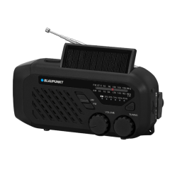 Prenosni radio z izvlečno anteno in sončno ploščo na vrhu