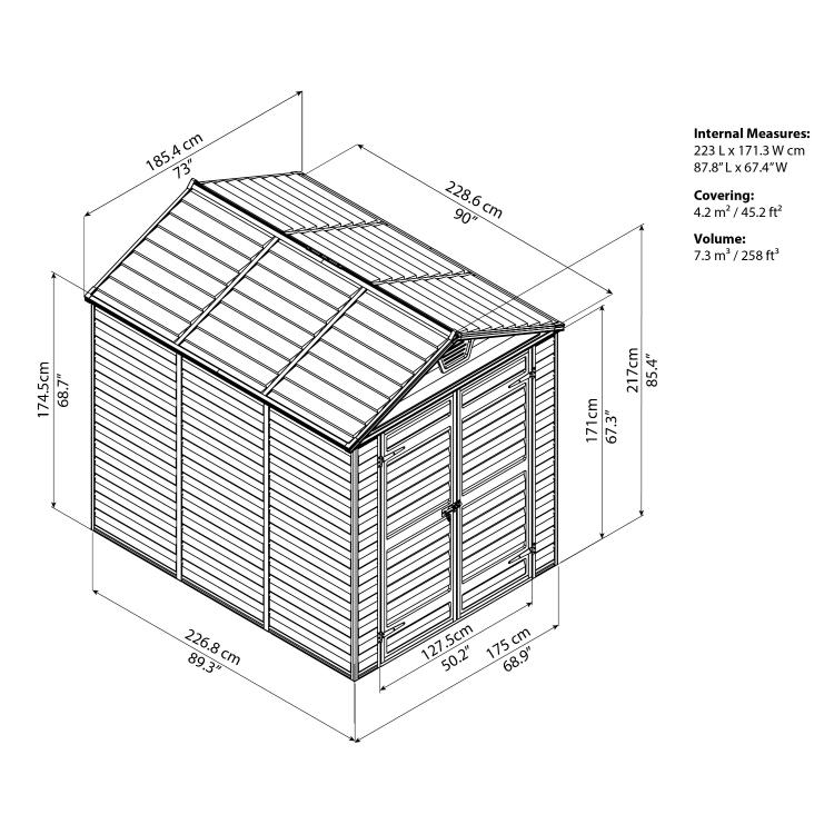 Vrtna hiška Palram SkyLight, 6 x 8, polnočno siva