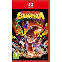 Donkey Kong Bananza za Nintendo Switch 2, uradna naslovnica z Donkey Kongom v akciji, letečimi skalami in eksplozivnim ozadjem.