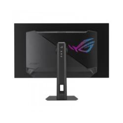 ASUS ROG Strix XG32UCWG, zadnja stran 32" gaming monitorja, Aura RGB logotip, ergonomsko stojalo, ROG dizajn.