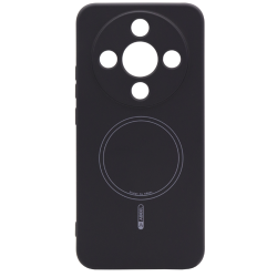 Prosojen zaščitni ovitek za Honor Magic8 Lite v črni barvi z označenim svetlo sivim magnetnim krogom