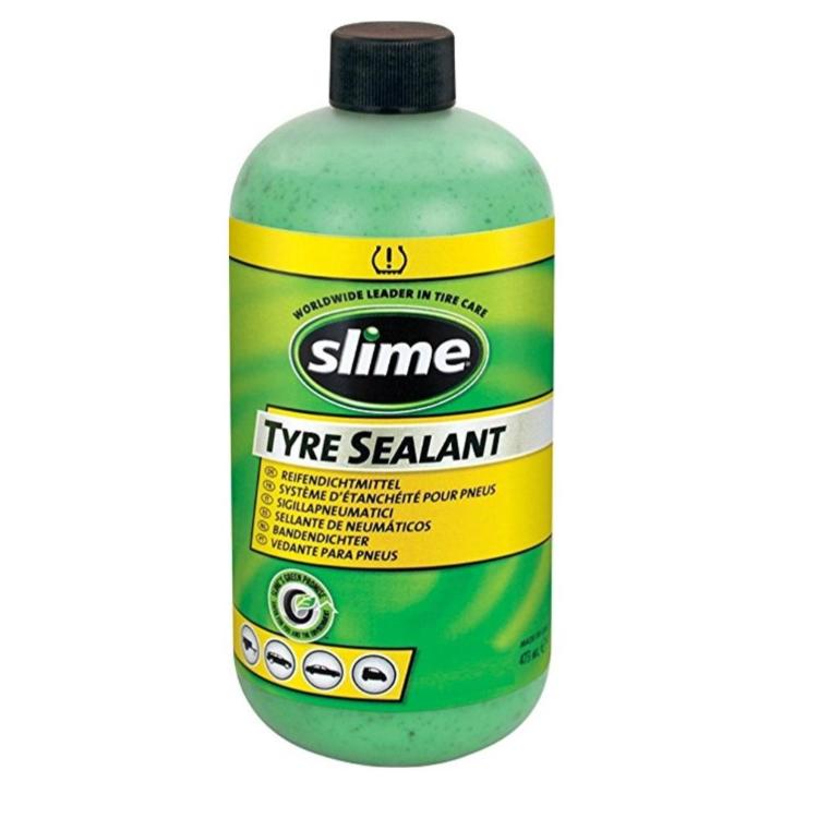Plastenka tesnilne tekočine Slime za hitro zasilno popravilo predrte pnevmatike, prostornina 473 ml.